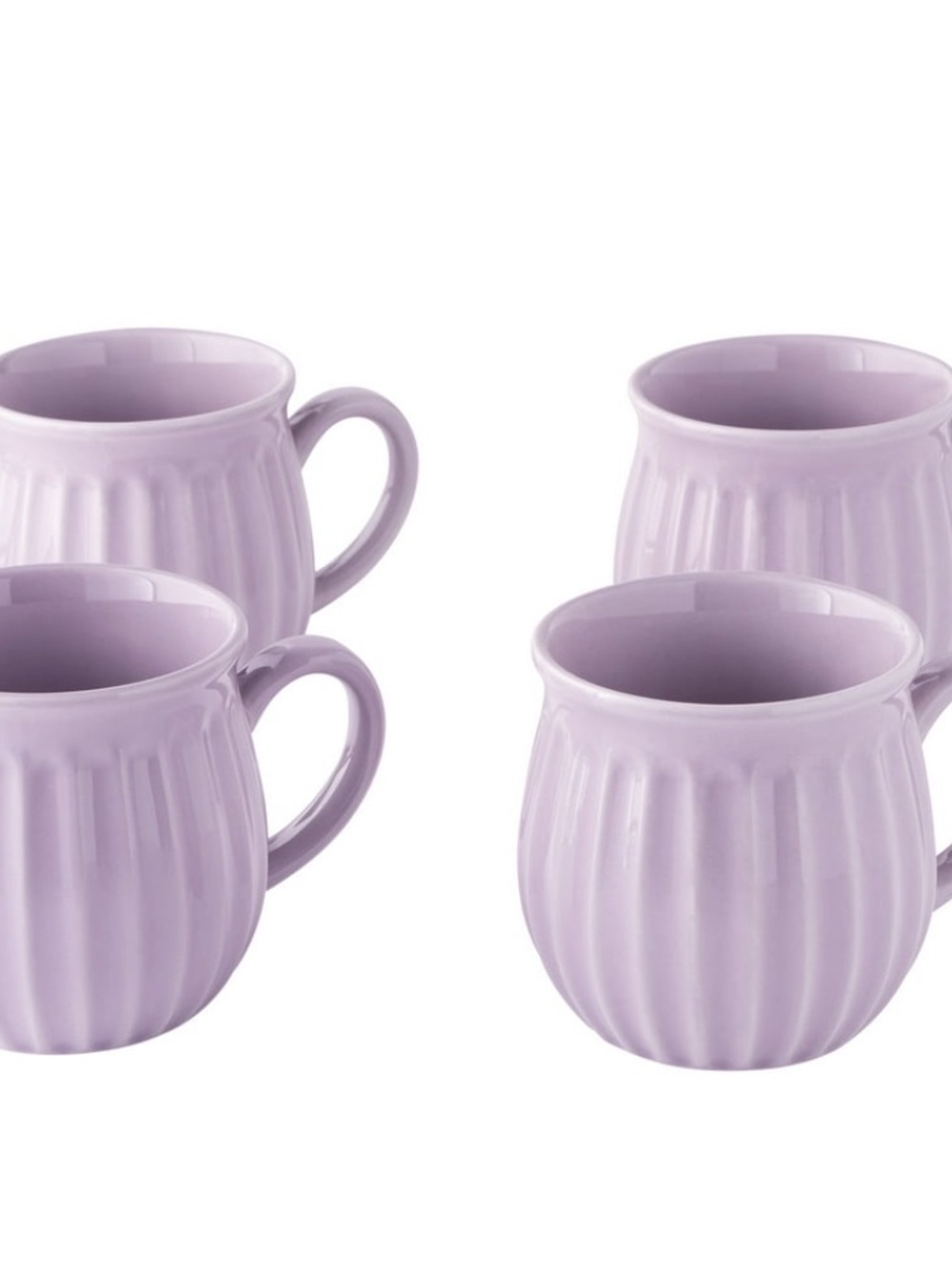 The Pioneer Woman Lilac Ceramic Ribbed Mugs - Set of 4